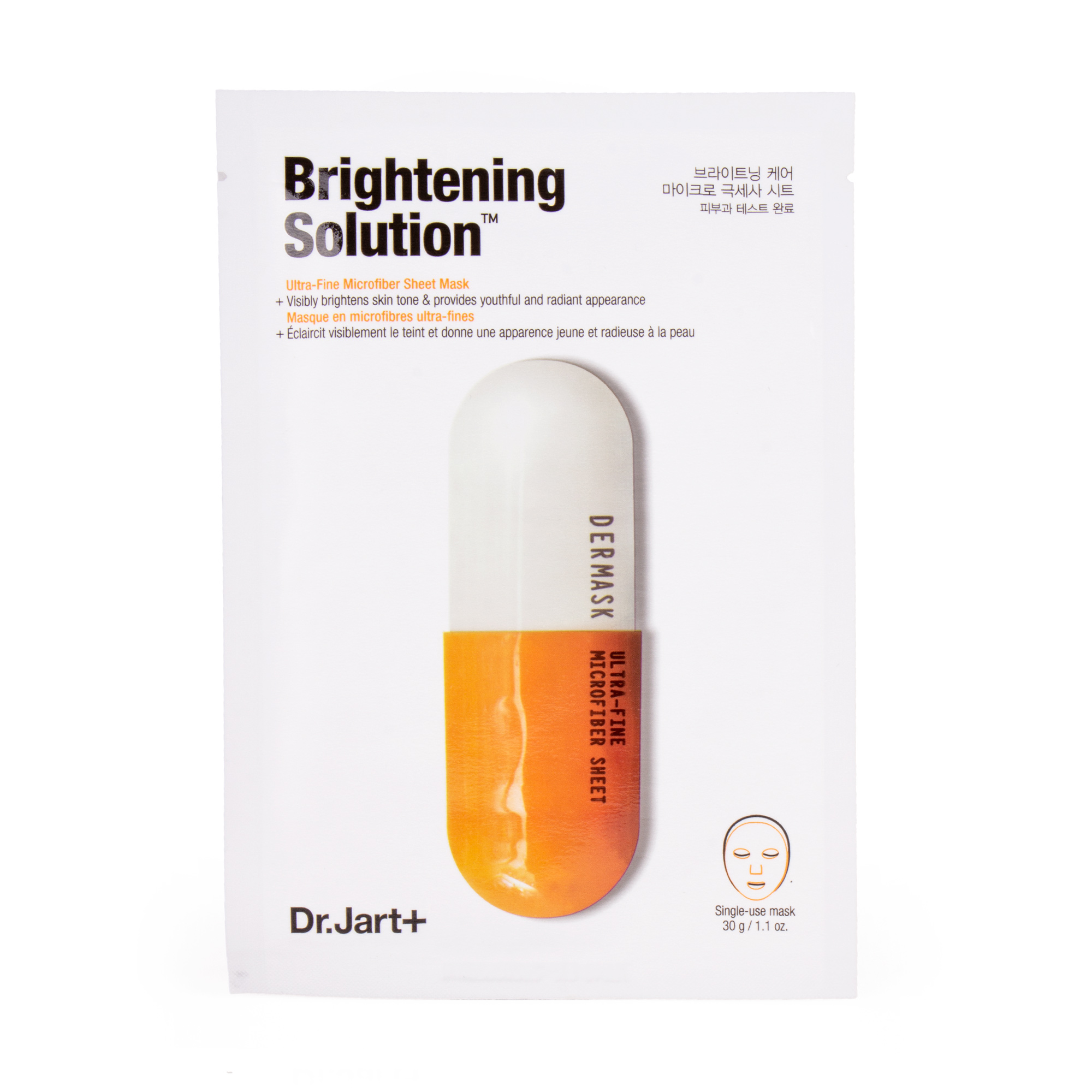 Освітлювальна тканинна маска для обличчя Dr. Jart+ Dermask Brightening Solution Ultra-Fine Microfiber Face Sheet Mask, 30 г